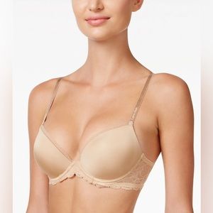 Calvin Klein Seductive Comfort Lace Demi Bra QF1444 Beige Womens Size 36DDD